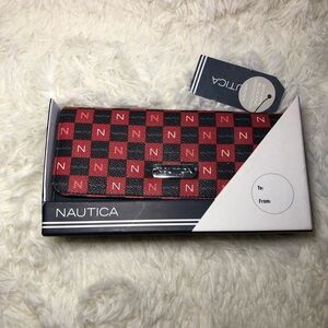 Nautica Red and Black Checkered Wallet